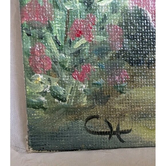 Oil Painting Woman In Countryside Signed Student Artist 8 X 10 Garden Village - Picture 4 of 16